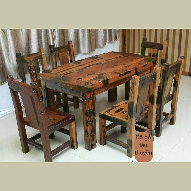 Bàn ăn GTT-129 gỗ tàu thuyền