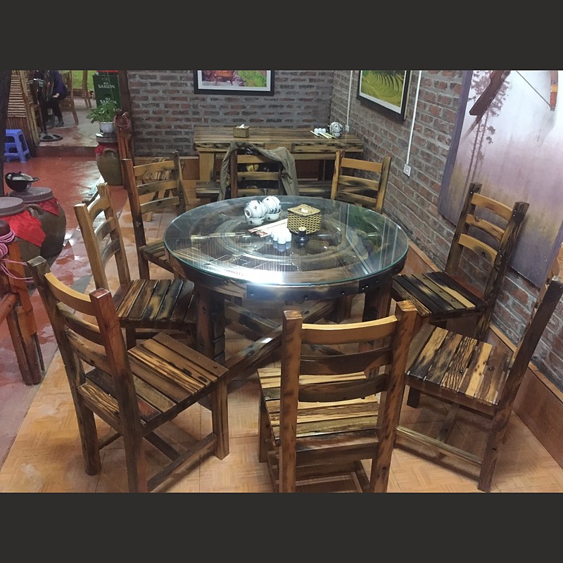 Bàn ghế nhà hàng GTT-073 gỗ tàu thuyền
