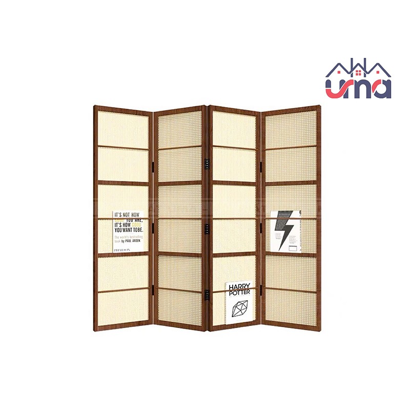 Vách Ngăn Gỗ Lưới Mây Phối Giá Sách Tiện Nghi VNG005