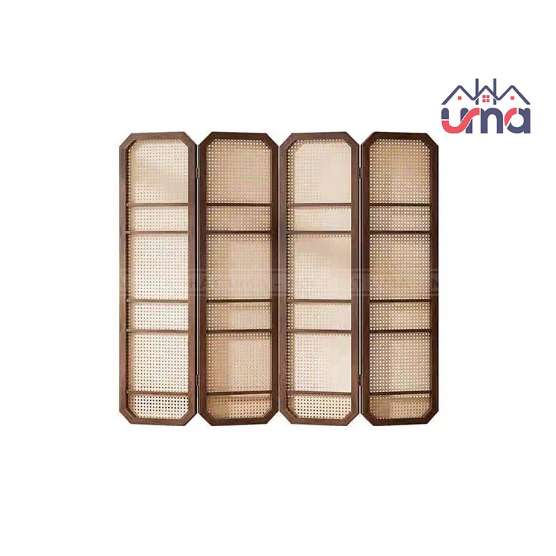 Vách Ngăn Gỗ Lưới Mây Bát Giác Cổ Điển VNG008
