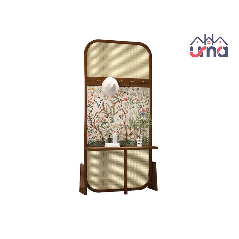Vách Ngăn Gỗ Lưới Mây In 3D Đẹp Mắt VNG019