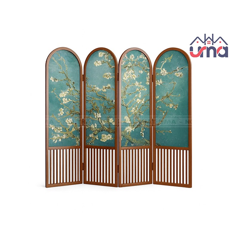 Vách Ngăn Gỗ 4 Cánh In 3D Cổ Điển VNG018
