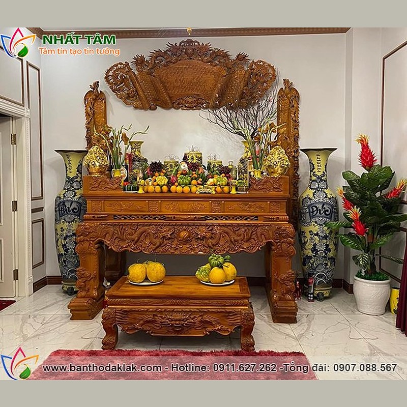 Sập thờ Tứ Linh Gỗ Hương Đá Nam Phi ST-1031