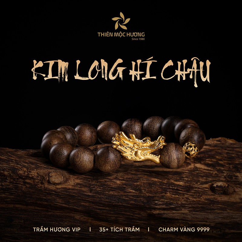 Vòng Trầm Hương Kim Long Hí Châu – Masterpiece Of Dragon